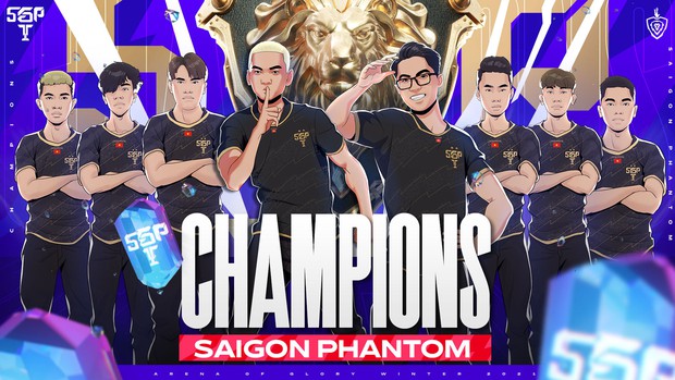 Khoảnh khắc oà khóc đầy cảm xúc của các thành viên Saigon Phantom sau khi lên ngôi vô địch Đấu Trường Danh Vọng mùa Đông 2021 - Ảnh 1.