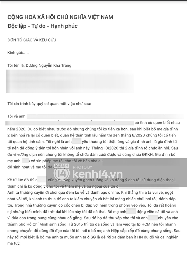 Độc quyền: Phía Khả Trang lên tiếng, cung cấp bằng chứng và đơn tố giác tường tận chuyện bị chồng giam lỏng, bạo hành dã man - Ảnh 3.