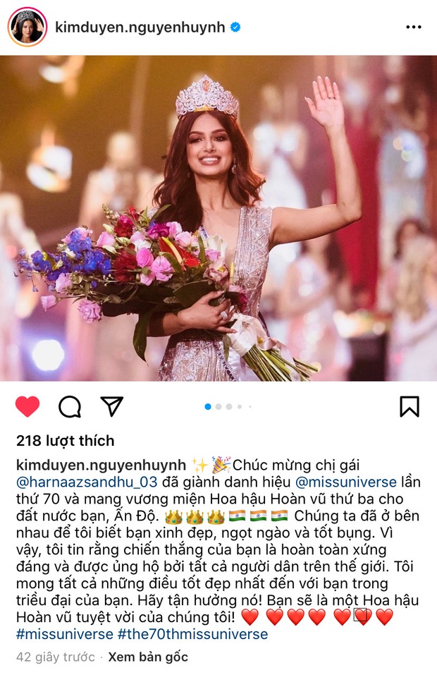 Kim Duyên tiết lộ mối quan hệ thân thiết với mỹ nhân Ấn Độ, nói gì về chiến thắng của Tân Hoa hậu Hoàn vũ 2021? - Ảnh 2.
