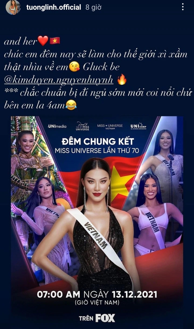 Cả Vbiz hướng về Kim Duyên trong đêm chung kết Miss Universe: HHen Niê mất ngủ, Thuỳ Tiên, Lệ Hằng gửi lời động viên - Ảnh 6.