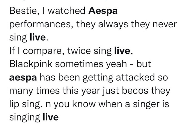 aespa bị mỉa mai chưa từng hát live kể từ khi debut: Fan đáp trả bằng video hát live hơn đứt TWICE, không thua kém BLACKPINK? - Ảnh 4. aespa bị mỉa mai chưa từng hát live kể từ khi debut: Fan đáp trả bằng video hát live hơn đứt TWICE, không thua kém BLACKPINK? - Ảnh 4.