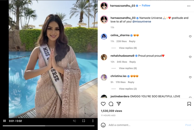 Giữa drama bị dàn hậu Miss Universe cô lập, Tân Hoa hậu Ấn bỗng khiến cả triệu người dậy sóng vì 1 bức ảnh - Ảnh 3.