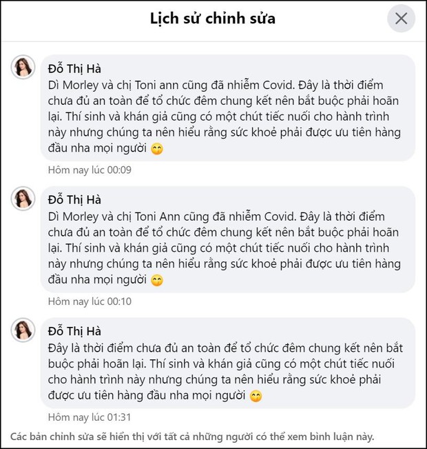 Đỗ Hà quay xe sau khi xác nhận chủ tịch Miss World và đương kim Hoa hậu dương tính Covid-19 - Ảnh 3. Đỗ Hà quay xe sau khi xác nhận chủ tịch Miss World và đương kim Hoa hậu dương tính Covid-19 - Ảnh 3.