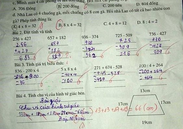Học trò làm Toán 4x8=32 vẫn bị giáo viên gạch sai, biết được lý do mà khối người lớn giật mình: Hoá ra mình đã học sai cách! - Ảnh 1. Học trò làm Toán 4x8=32 vẫn bị giáo viên gạch sai, biết được lý do mà khối người lớn giật mình: Hoá ra mình đã học sai cách! - Ảnh 1.