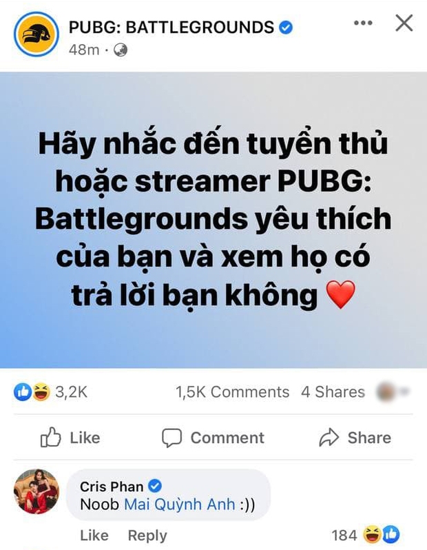 Cris Phan hé lộ thông tin idol bắn PUBG, hóa ra lại là cô gái này! - Ảnh 1.