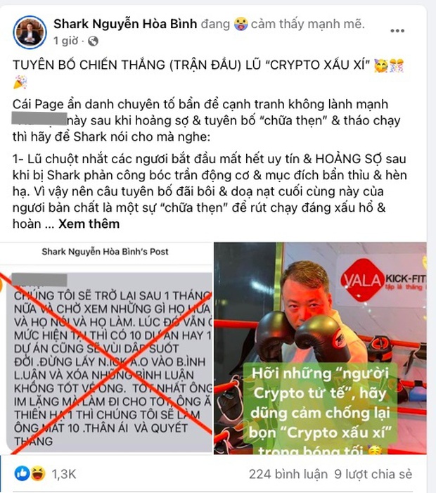 Shark Nguyễn Hoà Bình tuyên chiến với “nhóm crypto xấu xí” - Ảnh 1.