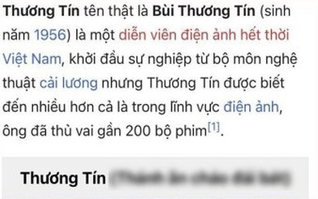 Quay xe với những người giúp đỡ mình, Thương Tín bị sửa thông tin trên Wikipedia bằng lời lẽ thô tục  - Ảnh 2.