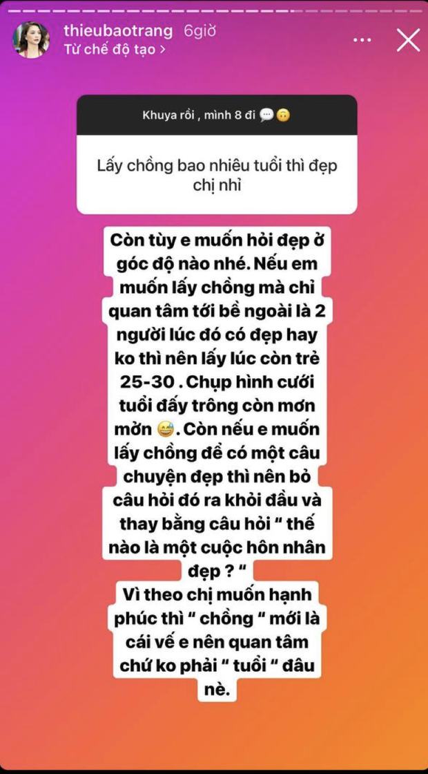 Chị gái Thiều Bảo Trâm nói gì về quan điểm kết hôn ở tuổi 25 - 30? - Ảnh 2.