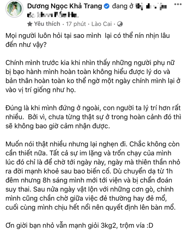 Khả Trang kể tường tận quá trình sinh con đầu lòng: Bị suy thai và chuyển dạ từ 1 giờ sáng nhưng 8 giờ mới tới bệnh viện - Ảnh 2.