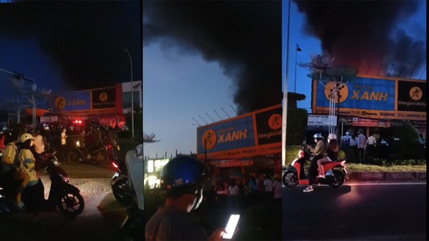 Cháy lớn tại cửa hàng Điện Máy Xanh ở Cần Thơ, nhiều người dân hiếu kì dừng xe theo dõi - Ảnh 2.