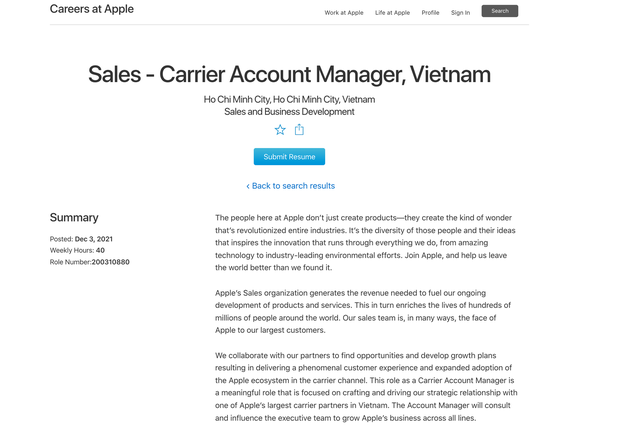 Apple tuyển dụng hàng loạt vị trí hấp dẫn tại Việt Nam, yêu cầu ứng viên những gì? - Ảnh 2.