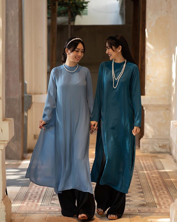 Sao Việt đọ dáng với áo dài: Hà Tăng, Lan Ngọc đội mấn trẻ trung, Quỳnh Anh Shyn diện áo trễ vai gợi cảm - Ảnh 4.