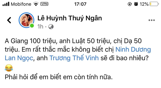 Thuý Ngân tiết lộ được Trường Giang và nhà Lâm Vỹ Dạ mừng cưới 200 triệu, bất ngờ tag hẳn tên Trương Thế Vinh để đòi quà - Ảnh 2.