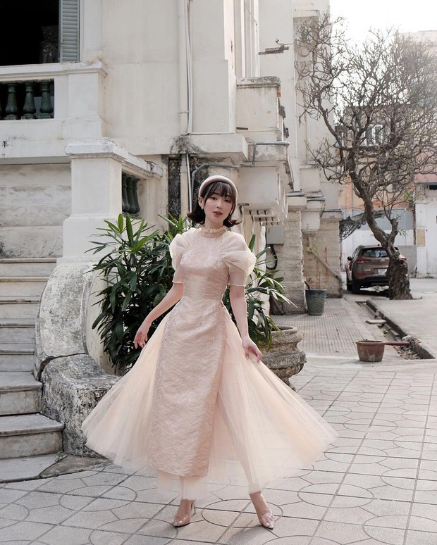 Sao Việt đọ dáng với áo dài: Hà Tăng, Lan Ngọc đội mấn trẻ trung, Quỳnh Anh Shyn diện áo trễ vai gợi cảm - Ảnh 5.