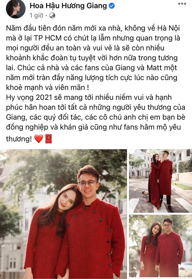 Mùng 1 Vbiz ngập trong “cẩu lương” của Hương Giang - Matt Liu: Diện áo dài đỏ thắm, tình như vợ chồng son giữa phố phường - Ảnh 4.