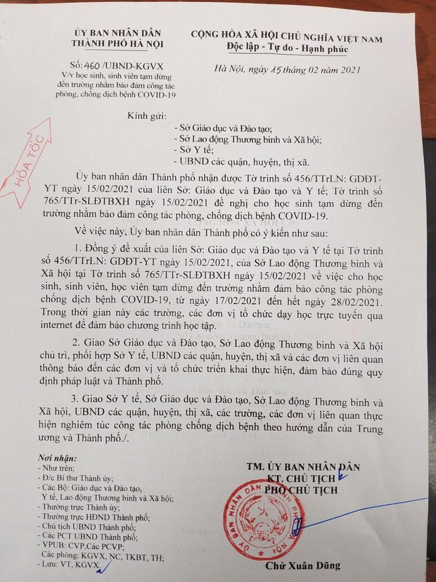 Chính thức: Học sinh, sinh viên Hà Nội được nghỉ học đến hết tháng 2 - Ảnh 2.