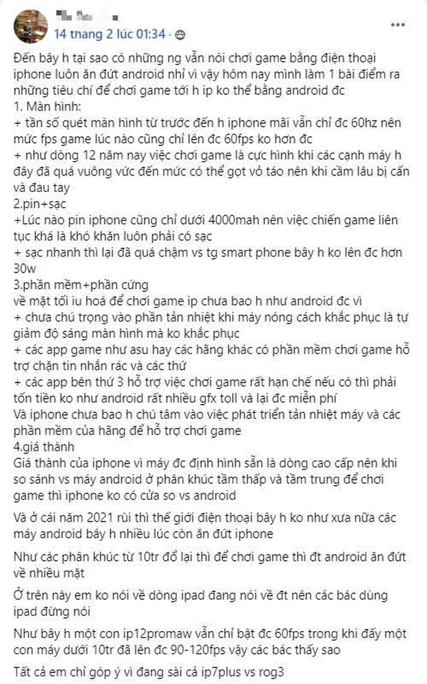 Game thủ PUBG Mobile gây bão khi tuyên bố “iPhone không có cửa so với Android” đến nỗi Admin phải tắt bình luận - Ảnh 2.