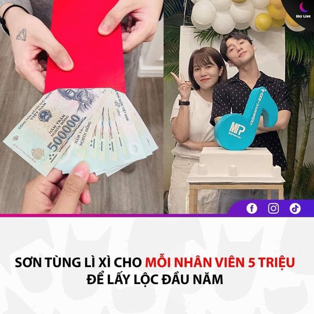 Dân mạng xuýt xoa bức ảnh Sếp nhà người ta Sơn Tùng M-TP lì xì nhân viên 5 triệu, nhưng thực tế số tiền còn lớn hơn? - Ảnh 6.