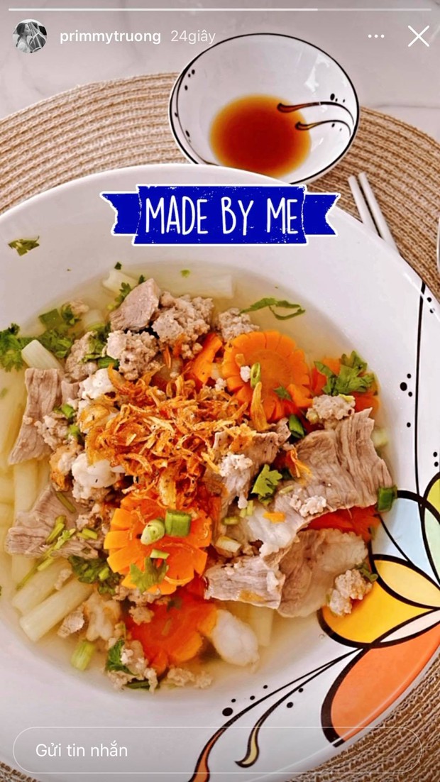 Primmy Trương khoe món ăn giản dị tự nấu, làm dâu hào môn nhưng ở nhà riêng nên cũng... nhàn? - Ảnh 1.