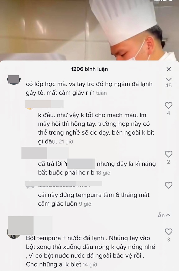 Đầu bếp dùng tay không nhúng vào chảo dầu đang sôi để làm cành hoa đào cực đẹp, khiến dân tình tranh cãi sôi nổi về bí mật nằm ở phía sau - Ảnh 5. Đầu bếp dùng tay không nhúng vào chảo dầu đang sôi để làm cành hoa đào cực đẹp, khiến dân tình tranh cãi sôi nổi về bí mật nằm ở phía sau - Ảnh 5.