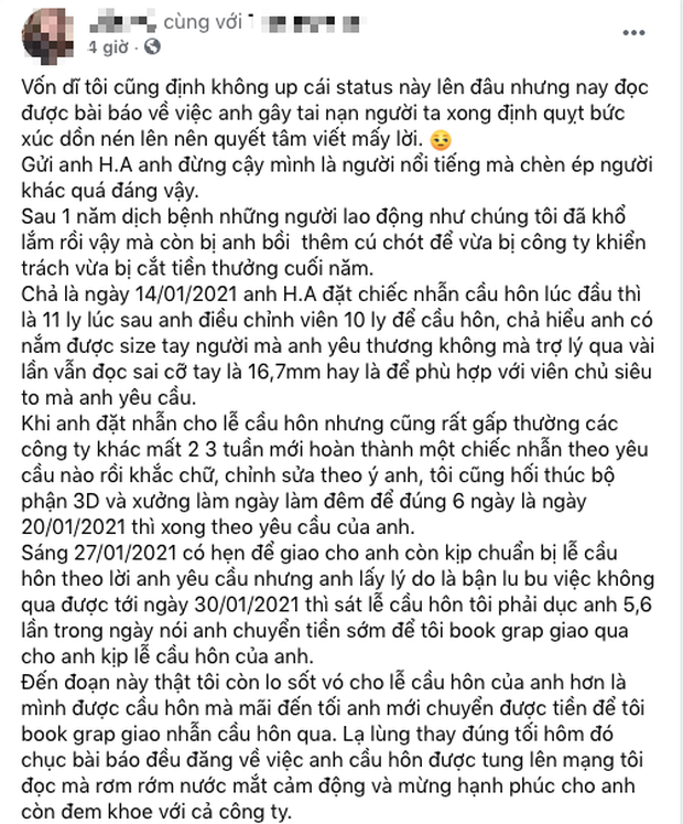 1 nam diễn viên bị tố dùng nhẫn cầu hôn rồi “lật kèo” đòi hoàn tiền 100%, Huỳnh Anh bị netizen réo gọi vì loạt chi tiết trùng hợp - Ảnh 2.