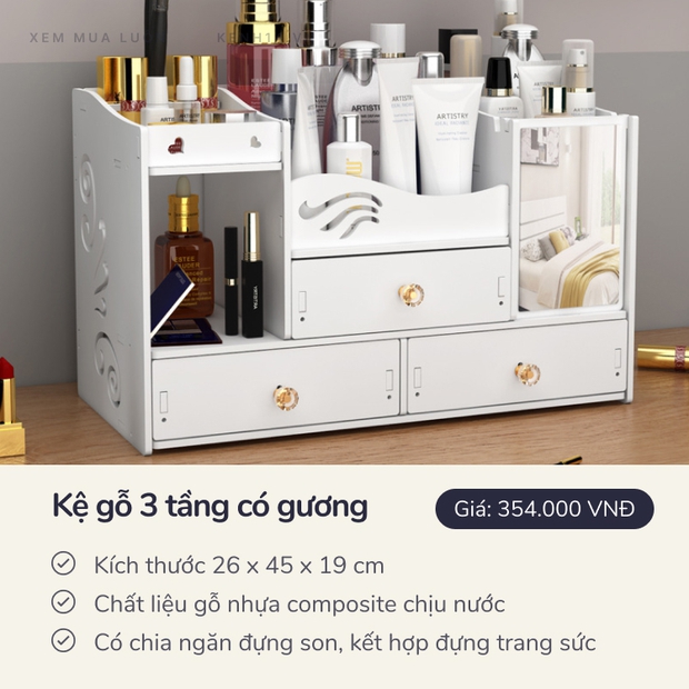 Từ 109k sắm kệ đựng mỹ phẩm bằng gỗ vừa xinh vừa làm sang cả góc làm đẹp - Ảnh 10.