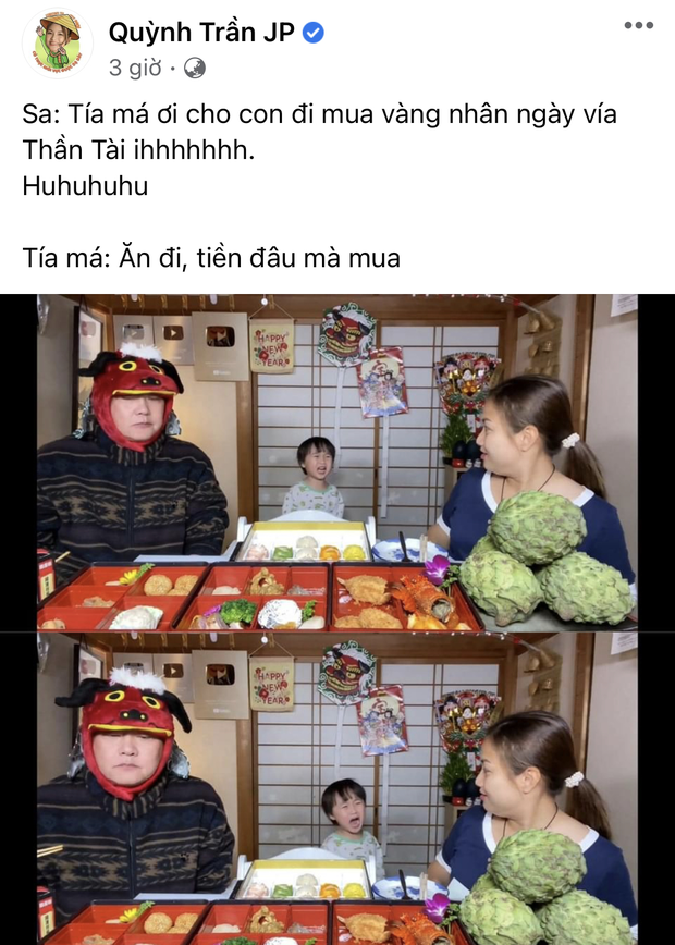 Nữ đại gia mới nổi Quỳnh Trần JP từ chối yêu cầu của bé Sa ở ngày vía thần tài, netizen liền trêu: Mới mua nhà nên khô máu chứ gì? - Ảnh 1.