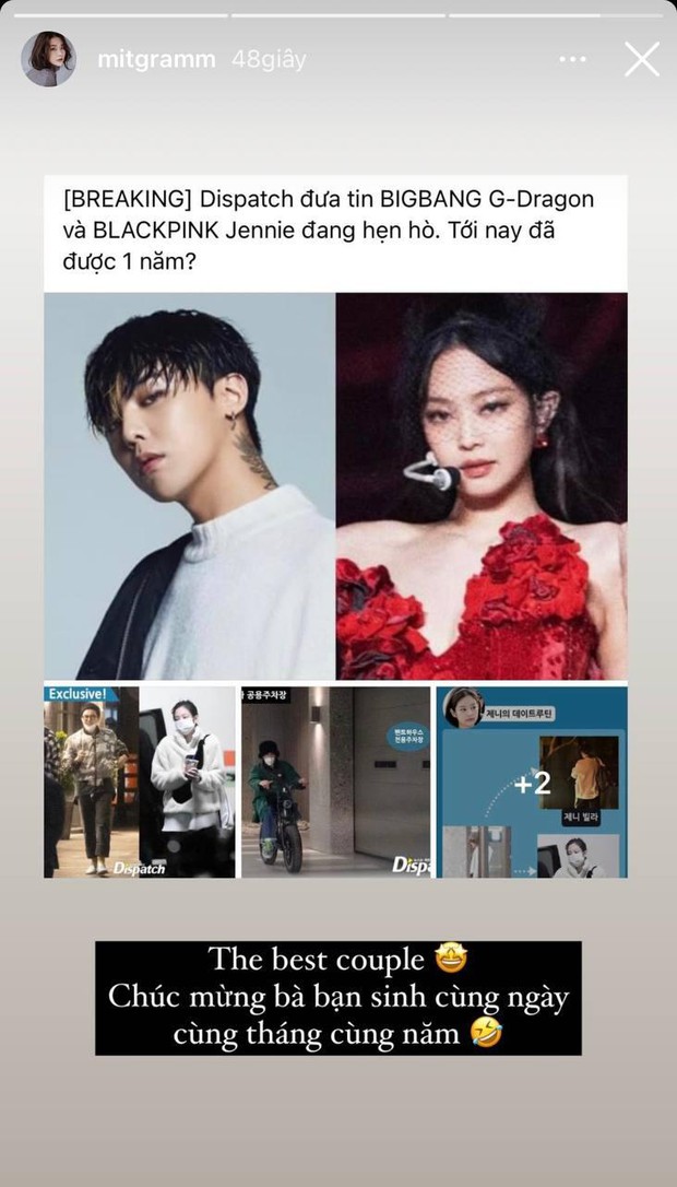 Sao Vbiz rần rần vì tin G-Dragon và Jennie hẹn hò: Huyền My - Tóc Tiên “xỉu ngang xỉu dọc”, Diệu Nhi được gọi tên vì lý do này? - Ảnh 4. Sao Vbiz rần rần vì tin G-Dragon và Jennie hẹn hò: Huyền My - Tóc Tiên “xỉu ngang xỉu dọc”, Diệu Nhi được gọi tên vì lý do này? - Ảnh 4.