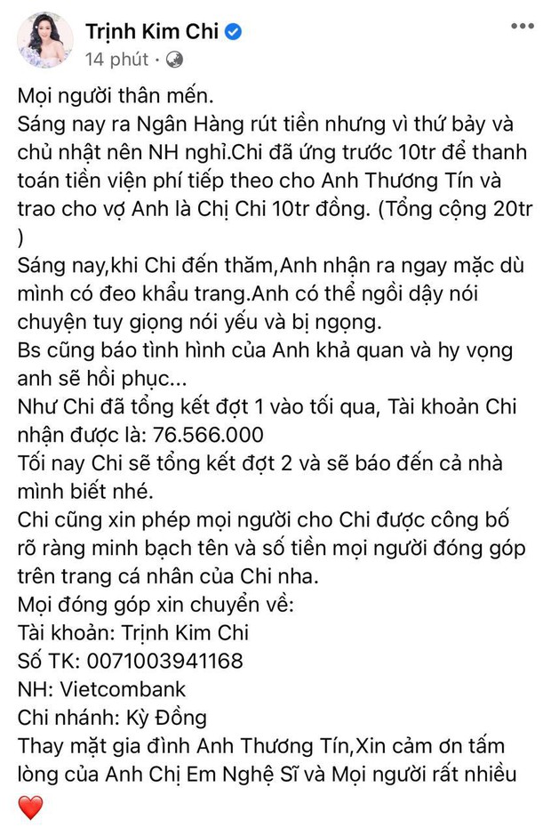 NS Thương Tín đã có thể ngồi dậy trò chuyện với đồng nghiệp, Trịnh Kim Chi tiết lộ chẩn đoán của bác sĩ về tình trạng nam diễn viên - Ảnh 5.