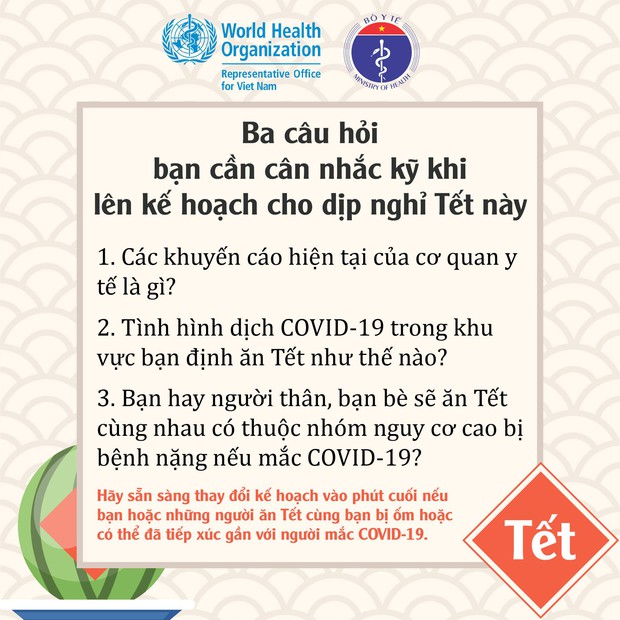 WHO, Bộ Y tế khuyến cáo người dân cách đón Tết an toàn trong đại dịch Covid-19 - Ảnh 2.