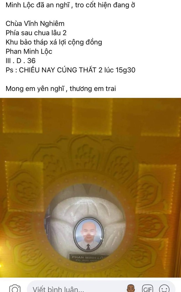 Thông tin về nơi an vị và thời gian tổ chức lễ cúng thất cho phù thuỷ trang điểm Minh Lộc, thời điểm qua đời được hé lộ - Ảnh 2. Thông tin về nơi an vị và thời gian tổ chức lễ cúng thất cho phù thuỷ trang điểm Minh Lộc, thời điểm qua đời được hé lộ - Ảnh 2.