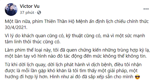 Victor Vũ tuyên bố hoãn chiếu Thiên Thần Hộ Mệnh vì tâm linh thôi thúc? - Ảnh 1.