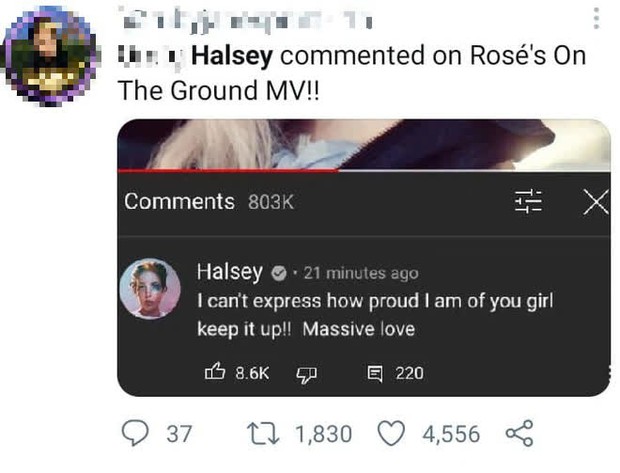 Halsey khen ngợi MV của Rosé với pha bình luận siêu cồng kềnh, tưởng thế nào hoá ra viết theo văn mẫu? - Ảnh 3. Halsey khen ngợi MV của Rosé với pha bình luận siêu cồng kềnh, tưởng thế nào hoá ra viết theo văn mẫu? - Ảnh 3.