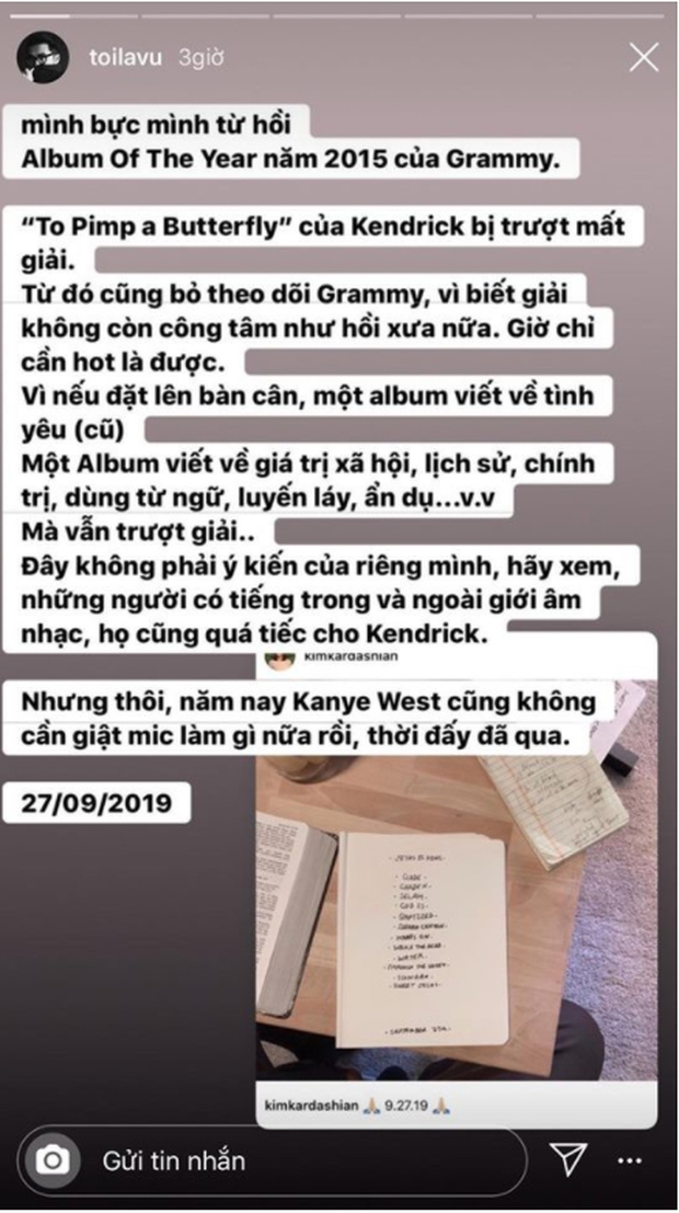 Taylor Swift vừa nhận giải thưởng lớn của Grammy 2021, MXH lan truyền đoạn story cà khịa của Vũ: Lại drama gì thế này? - Ảnh 3. Taylor Swift vừa nhận giải thưởng lớn của Grammy 2021, MXH lan truyền đoạn story cà khịa của Vũ: Lại drama gì thế này? - Ảnh 3.