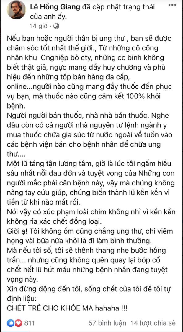 NS Giang Còi đăng đàn chỉ trích căng đét chuyện bệnh nhân ...