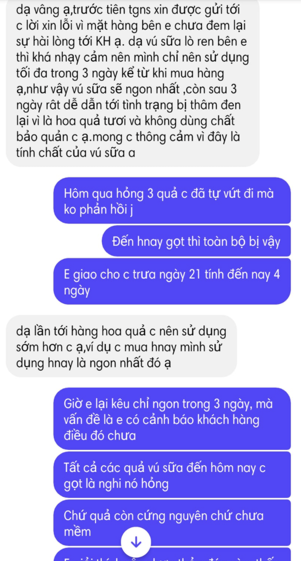 Xôn xao cửa hàng thực phẩm ở Hà Nội bán 6kg trái cây đểu, khách muốn đổi trả thì lại bảo: Vú sữa là hàng nhạy cảm, phải ăn ngay! - Ảnh 3. Xôn xao cửa hàng thực phẩm ở Hà Nội bán 6kg trái cây đểu, khách muốn đổi trả thì lại bảo: Vú sữa là hàng nhạy cảm, phải ăn ngay! - Ảnh 3.