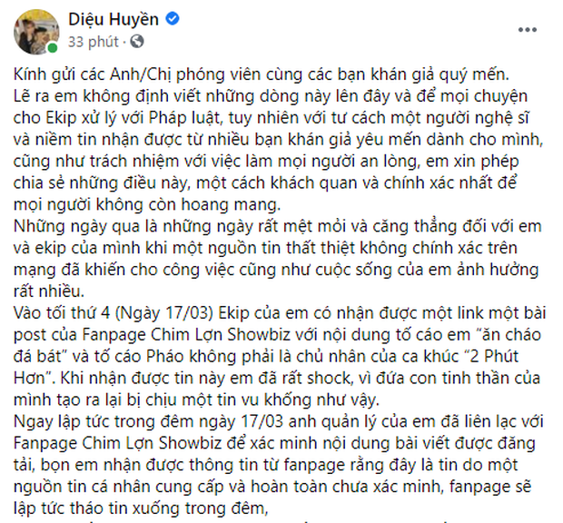 Pháo viết tâm thư khi bị tố cáo ăn cháo đá bát, cướp công lao người đồng sáng tác 2 Phút Hơn và tuyên bố tạm hoãn ca khúc kết hợp với Tyga - Ảnh 1.