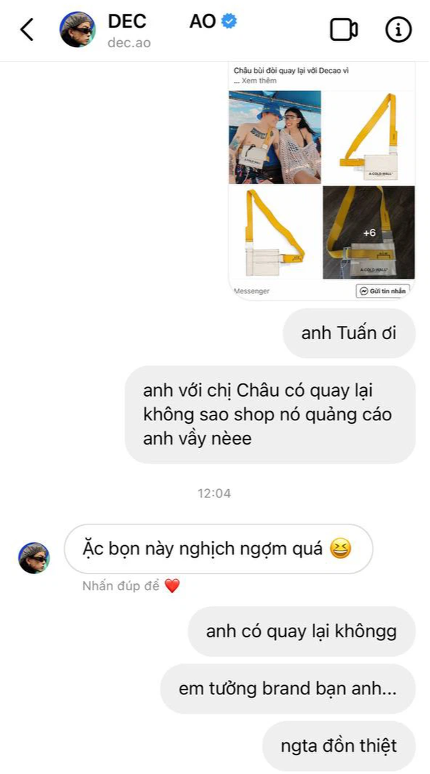 Shop online quá vô duyên khi tung tin Châu Bùi đòi quay lại với Decao, chính chủ nghe xong có luôn phản ứng - Ảnh 4. Shop online quá vô duyên khi tung tin Châu Bùi đòi quay lại với Decao, chính chủ nghe xong có luôn phản ứng - Ảnh 4.