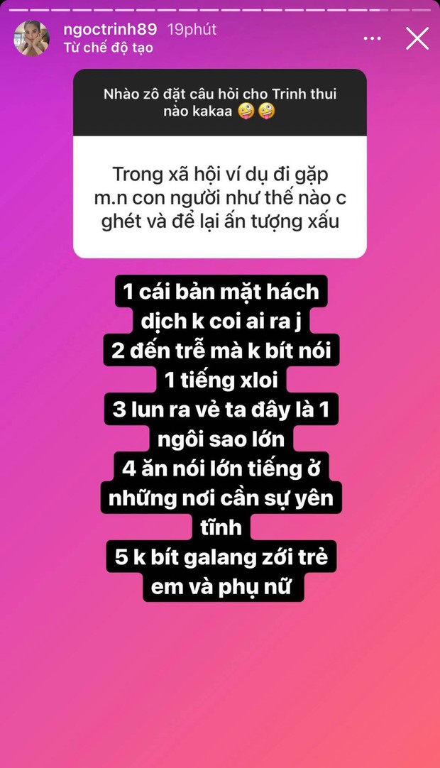 Giữa đêm Ngọc Trinh mở chuyên mục hỏi gì đáp tất: Trả lời 1001 câu hỏi từ dao kéo, trà xanh đến cả chuyện 18+? - Ảnh 7.