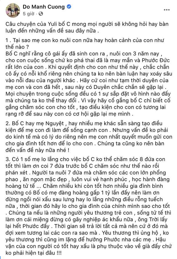 Đỗ Mạnh Cường lên tiếng trước loạt thông tin tiêu cực về việc nhận nuôi con thứ 8, Hà Tăng và dàn sao có ngay động thái ủng hộ hết mình - Ảnh 2.