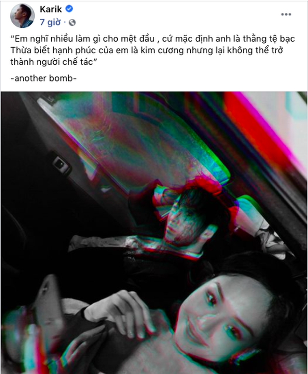 Giữa khuya Karik thả nhẹ hai câu rap còn đăng hình mờ ảo với Miu Lê, tính công khai hay gì đây?  - Ảnh 1.
