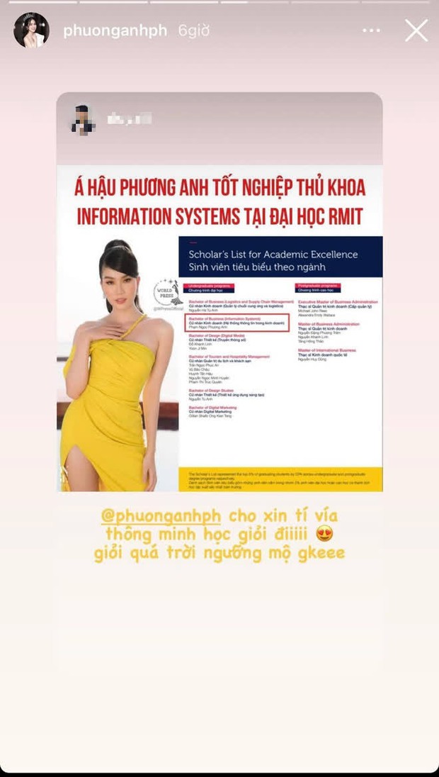 Á hậu Phương Anh vỡ oà khoe bằng thủ khoa tốt nghiệp tại Đại học RMIT, Đỗ Thị Hà và cả dàn sao Vbiz trầm trồ - Ảnh 7. Á hậu Phương Anh vỡ oà khoe bằng thủ khoa tốt nghiệp tại Đại học RMIT, Đỗ Thị Hà và cả dàn sao Vbiz trầm trồ - Ảnh 7.