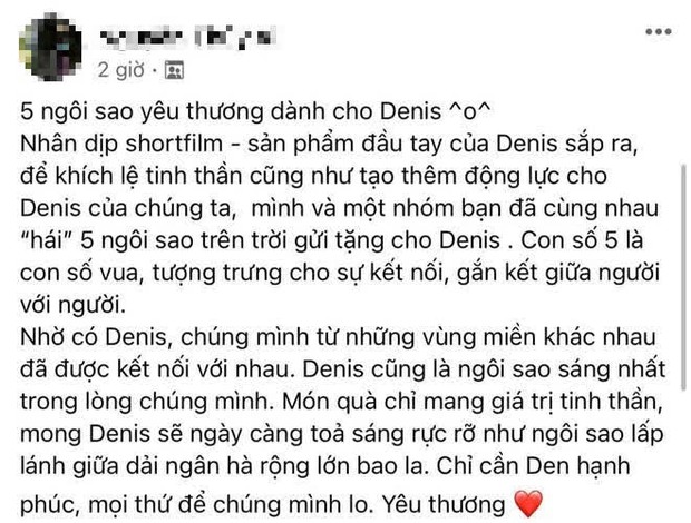Fan mua hẳn 5 ngôi sao trên trời để tặng Denis Đặng khi chỉ mới nghe sương sương về dự án mới - Ảnh 1. Fan mua hẳn 5 ngôi sao trên trời để tặng Denis Đặng khi chỉ mới nghe sương sương về dự án mới - Ảnh 1.