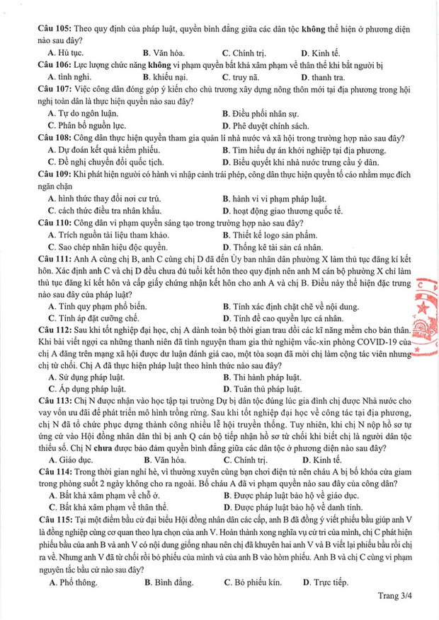 Bộ GD-ĐT công bố tất cả đề thi minh họa THPT Quốc gia 2021 còn lại - Ảnh 39.