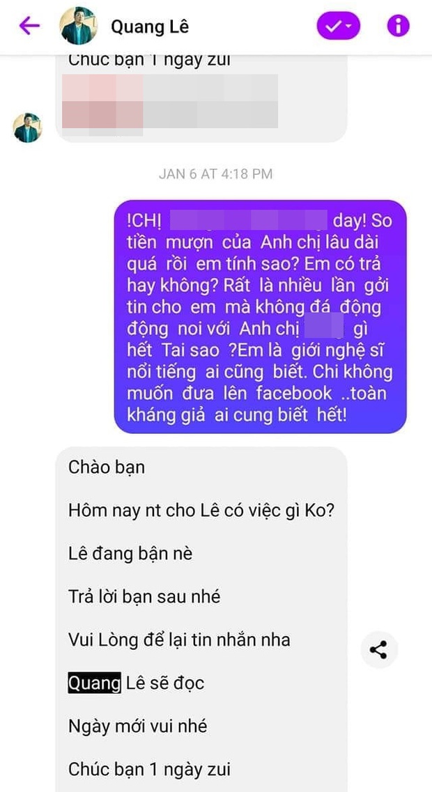 Quang Lê bị tố quỵt nợ hơn 100 triệu và ròng rã 2 năm không hồi đáp, giữa drama bỗng có động thái bất ngờ - Ảnh 4. Quang Lê bị tố quỵt nợ hơn 100 triệu và ròng rã 2 năm không hồi đáp, giữa drama bỗng có động thái bất ngờ - Ảnh 4.