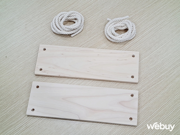 75k đã mua được kệ gỗ dây thừng 2 tầng “xinh xỉu’’, lắp hơi khó nhưng thành quả mỹ mãn - Ảnh 3.
