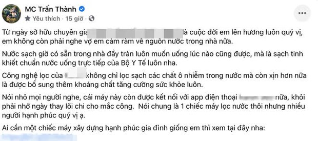 Người tiêu dùng bóc mẽ Trấn Thành lươn lẹo: Lên mạng PR cho một hãng máy lọc nước nhưng ở nhà xài đồ hãng khác? - Ảnh 3.