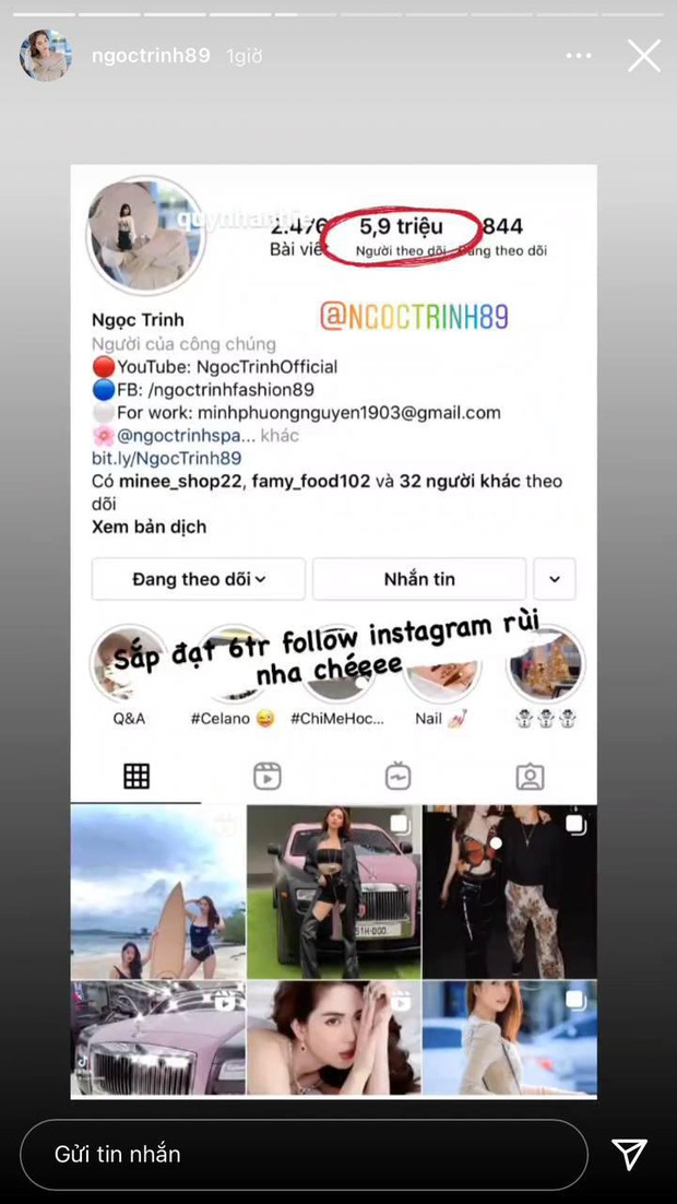 Instagram Ngọc Trinh có lượt theo dõi tăng chóng mặt, sắp vượt cả Sơn Tùng M-TP để đứng top 1 showbiz Việt? - Ảnh 3.