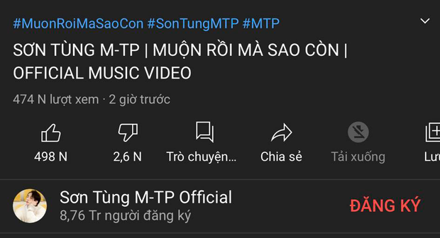 YouTube lag cực mạnh, MV Muộn Rồi Mà Sao Còn được Sơn Tùng thông báo đạt 2,5 triệu view nhưng thực tế lại chỉ hơn 400K? - Ảnh 3.