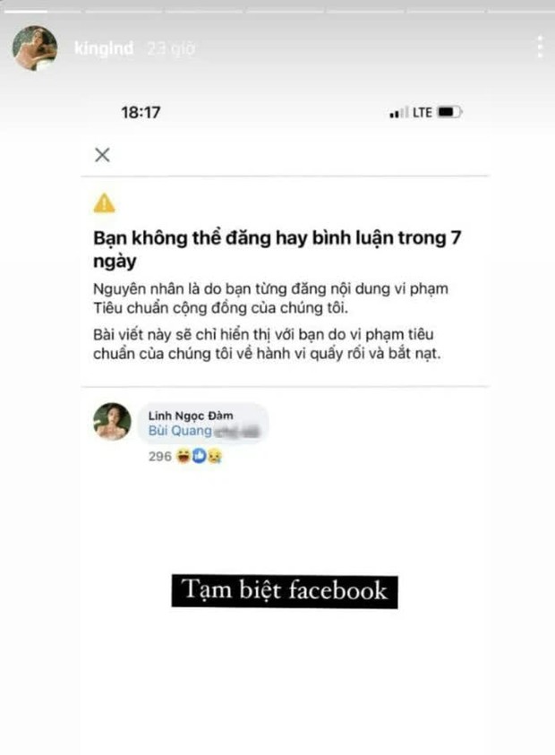 Khẩu nghiệp không ngừng nghỉ, Facebook tiếp tục khóa môi Linh Ngọc Đàm - Ảnh 1.